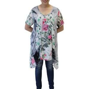 NEW LV COLLECTION patchwork long tunic top in rose garden